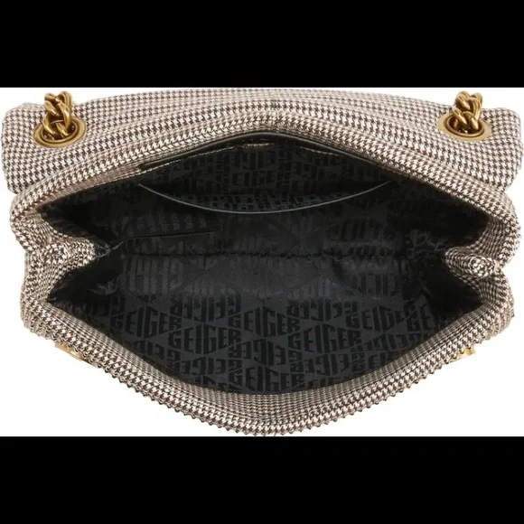 Kurt Geiger London Mini Kensington Tweed Dark Beige Crossbody Bag - Picture 7 of 8